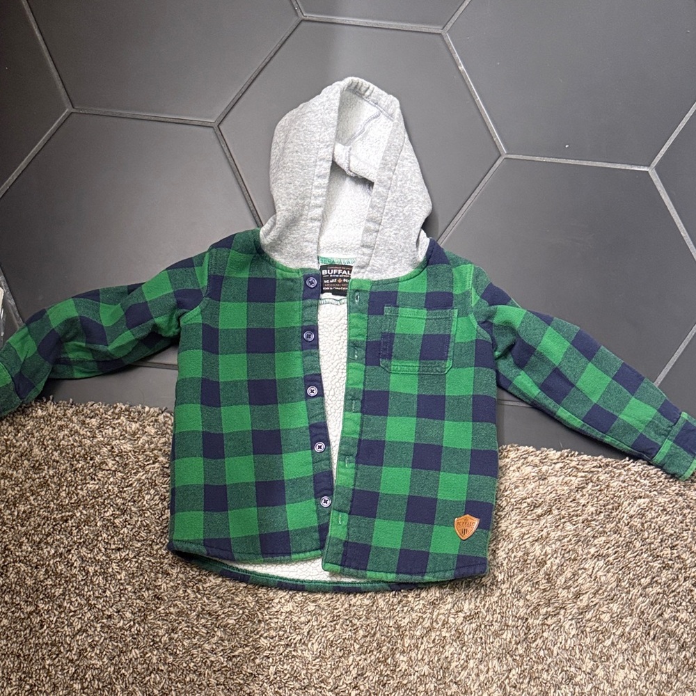 Urban Republic Green and Navy Plaid Kids Hoodie